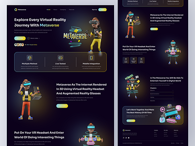 Landing Page - Metaverse artificial artificial intellegence augmented reality crypto futuristic game gradient illustration imagination journey landing page metaverse minimalist nft smart glasses technology ui design ux design virtual reality website