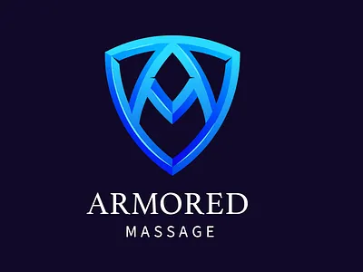 Armored Massage - Medical Massage Logo a bold gradient grid logo logo design m massage medical shield shiny strong symmetry