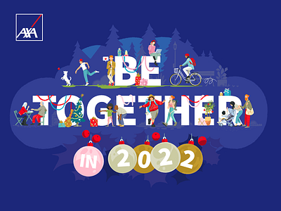 AXA - Greeting card 2022 2022 axa celebration dessin drawing greeting card illustration people photoshop