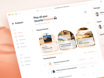 Podkesin Aja - Podcast Dashboard 🎧 apple music artist clean dashboard design flat gradient ios live streaming minimalist music music app music dashboard player podcast podcast app podcast dashboard sound spotify ui