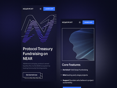 NearMINT Protocol Treasury 2022 blockchain coin crypto cryptocurrency dark mode defi farming landing page mint mobile token web 3