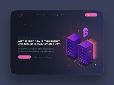 Bitcoin bot landing page bitcoin clean crypto dark theme design illustration landing page marketing ui ux