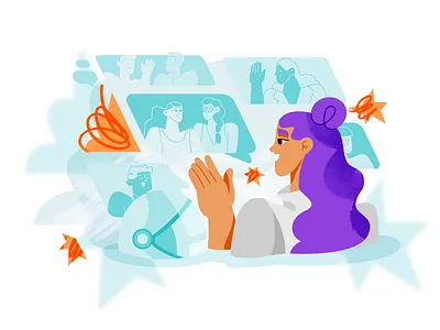 Speakers 🎙 character chat converstion girl illustration meet online procreate speaker talk texture web zoom