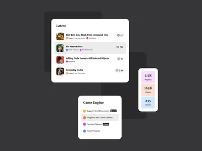 Forum UI Components Design card ui card ui component card ui design forum component ildiesign menu menu design menu ui ui ui component ui component design ui design ui design daily ux ux design