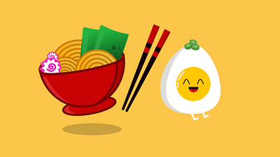 Ramen chapsticks cute design egg food illustration japanese logo ramen vector