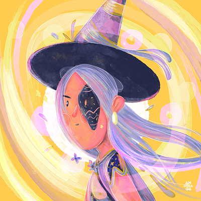 Witch art cha character design children illustration digital art illustration illustrator ilustracion magician purple witch with