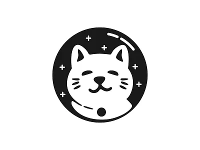 Minimal Astronaut Space Cat Logo astronaut cat branding cat cat design cat logo design for sale graphic design illustration logo logo design logo for sale logofolio logoground minimal design minimal logo space cat