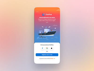 Fishing App app clean colorful design fish fishing login screen ui ux