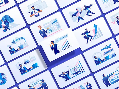 Website Illustrations Set ads branding business company graphic design icoms security tasks vector website