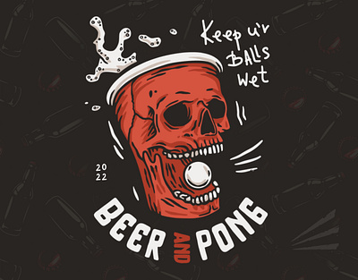 Beer pong print art artist artwork beer beer pong branding casoalfonso design digital graphic digital illustration emblem illustration illustrator logo print procreate screenprinting skull t shirt print vector