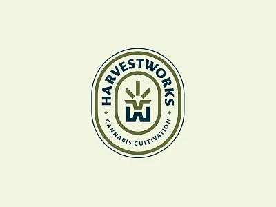 HarvestWorks cannabis leaf logo monogram