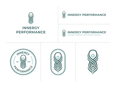 Innergy Performance - Logo Design & Brand Package badge brand design branding coaching concept connection emblem feather fitness iconic identity indigenous logo logo design logo mark mindset mobility strength