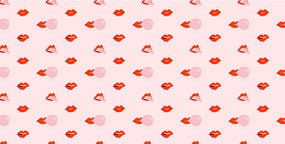 Red sexy lips | Valentine' day pattern bite bubble gum cool cute day design girl happy illustration lips lipstick pattern pink print red seamless sexy valentine valentines day woman