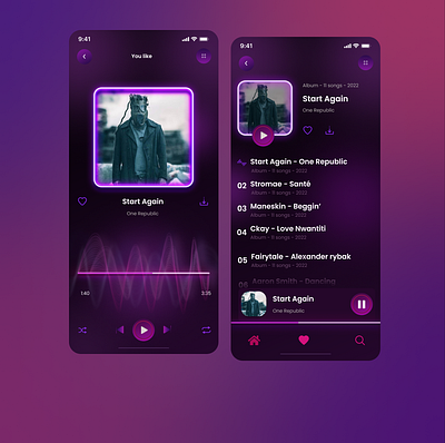 Music App Player UI 3d app artist clean colorful glassmorphism gradient mobile mobile design music music player player singer song sound trend ui ui design uiux ux