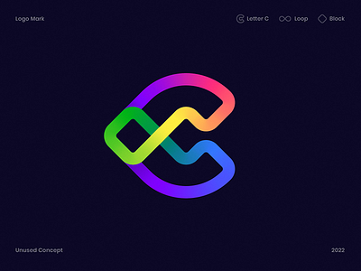 C + Loop + Blocks Logo block blockchain branding coding coin crypto currency defi gradient icon identity lettering logo loop network nft path software token wallet