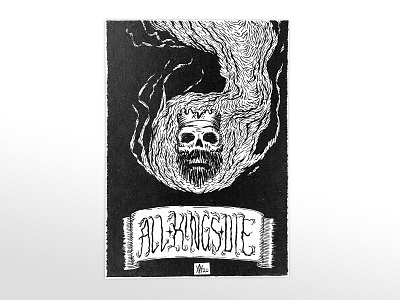 All Kings Die austin winstead black and white art brush death metal extreme metal heavy metal illustrated typography illustration ink ink illustration monarch pen and ink political art political commentary skull