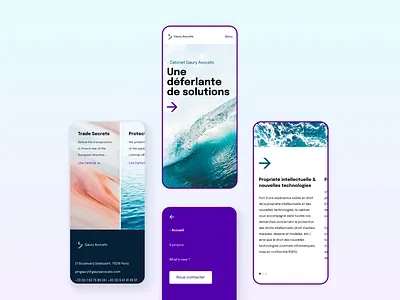 Website Cabinet Gaury Avocats - Mobile app branding figma gradient lawyer mobile mobile design mockup purple ui design universe ux design waves web design website