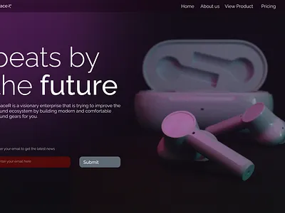 Landing page for sound accessory company 3d app branding design illustration logo product ui ux web