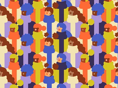 Women in Scarves Pattern fashion female girls ladies pattern scarf scarves women