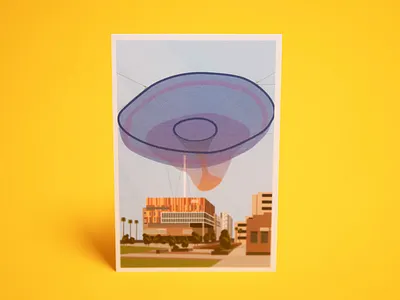 Post Card Illustration #4 architecture arizona asu campus card design graphic design holiday holiday card illustration post president print tempe university