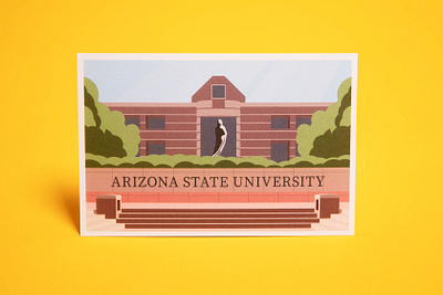 Post Card Illustration #1 architecture arizona arizona state university asu campus design flat graphic design holiday holiday card illustration illustrator post card president print tempe west