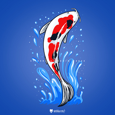 Koi Fish Jump isolated