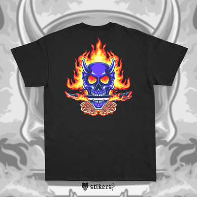 Skull Blue Hell Fire head