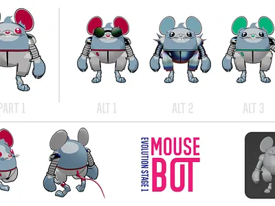 Mouse Bot 3d cartoon cell shading concept art npr