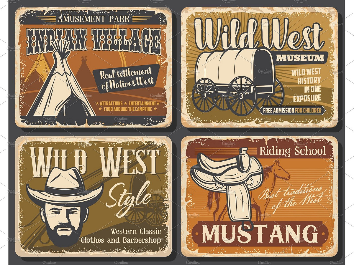 Wild West and Western retro posters by Vector Tradition SM on Dribbble