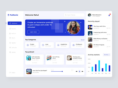 Podcast Dashboard dashboard dashboard design dashboard elements dashboard ui dashboard ux podcast podcast app podcast dashboard