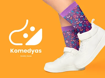 Komedyas Logo branding design fun graphic design logo socks