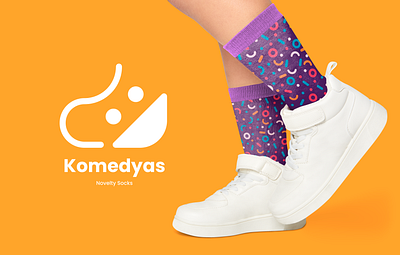 Komedyas Logo branding design fun graphic design logo socks
