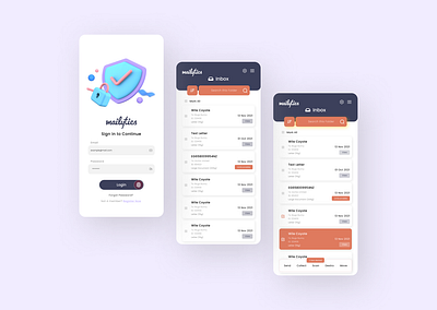 Mail and File transfer App UI Design app design app ui application ui design emailing app ui file transfer mobile app ui mailing app ui design octapatech ui designer ui ux design