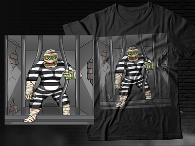 Zombie in Jail Mascot for T-Shirt adobe photoshop cartoon cartoon mascot character clip paint studio csp design illu illustration mascot