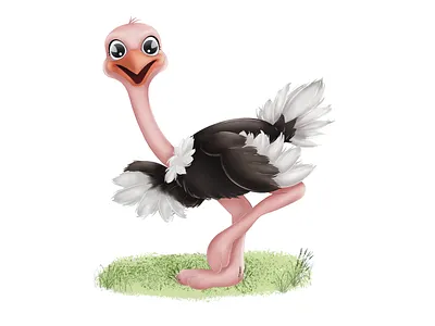 A very optimistic Mr. Ostrich book illustrations character design character illustration childrens book illustrations cute illustration illustration ostrich