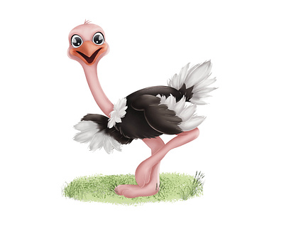 A very optimistic Mr. Ostrich book illustrations character design character illustration childrens book illustrations cute illustration illustration ostrich