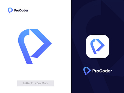 ProCoder - Web Developer Logo Mark agency logo brand identity branding code coding logo design dev logo develper logo icon logo logo design logo designer mark modern logo p logo procoder logo startup logo vector web developer logo web logo