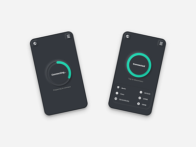 VPN dark dark mode design graphic design neumorphic neumorphism ui uiux ux vpn