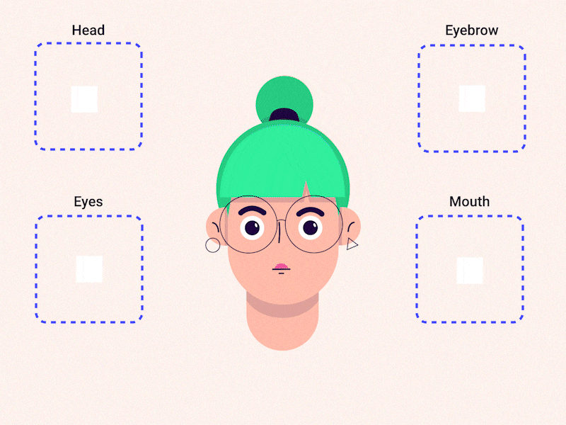 Animation Head 2d animation animation after effects character design dribble face rig gif head rig illustration joysticks n sliders motion animation motion design vector animation
