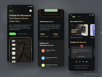 Azur Website / Mobile UI branding dark design agency finance homepage landing page login mobile responsive mobile screens mobile site mobile view onboarding portfolio premium product designer responsive responsive web trending ui web design concept