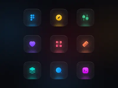 Anron Icons: Neon Edition colored dark figma filled glow icons neon pack set stylish ui website