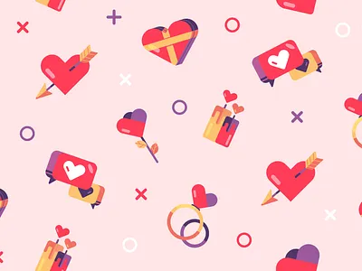 Valentine Pattern design icon illustration love red valentine vector