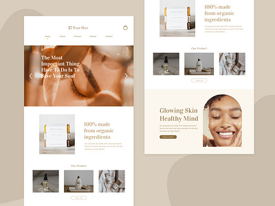 Beauty Product Landing Page aesthetic app beauty branding design earth illustration minimalist product simple skin trending ui ux warm