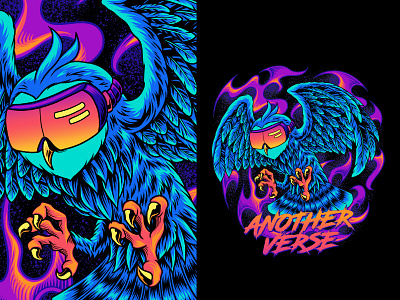 Owl animal artwork artworl bird branding cartoon character custom design eagle game illustration merchandise metaverse owl retro retrowave tshirt vector vintage