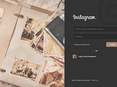 Redesign Instagram login page for desktop #1 Daily UI app daily ui design desktop instagram log in sign up social media ui ux website