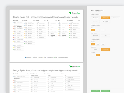 Export Workshop Agenda app design export print dialog print dialogue ui uiux web app workshop