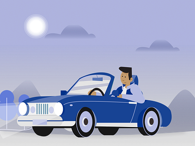 Character Illustration - night ride art car design dribbble figma graphic design illustration minimal mountain theme travel tree vector