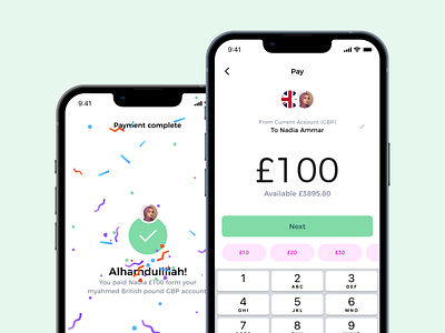 myAhmed - Payment flow app banking banking app buttons clean confetti design illustration ios minimal mobile mobile app ui user interface ux