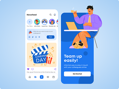Socialization & Events App app coworkers design events illustration mobile mobile app design mobile ui social team app ui uiux ux
