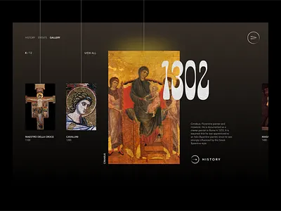 Art Gallery - Fluid Timeline Experience art art gallery dark dark theme dark ui design fluid minimal modern modern slider slider ui uidesign unconventional ux